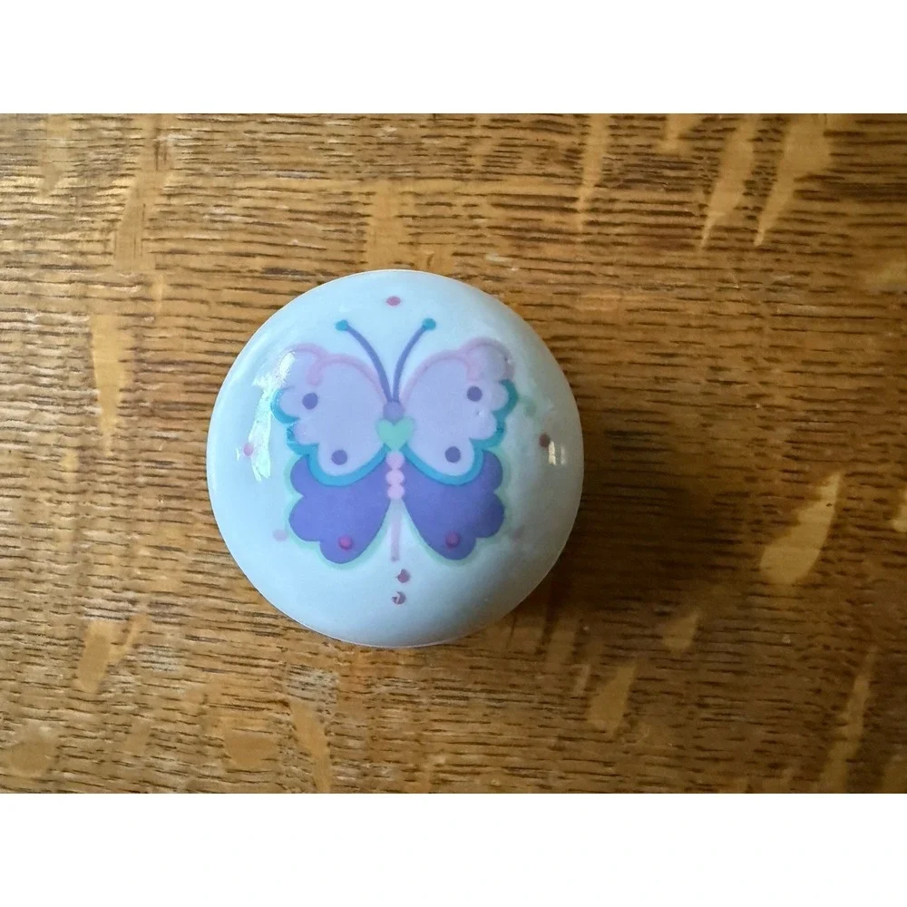 Vintage 1989 Lillian Vernon Porcelain‎ Trinket Box Butterfly Retro Kitsch 80s